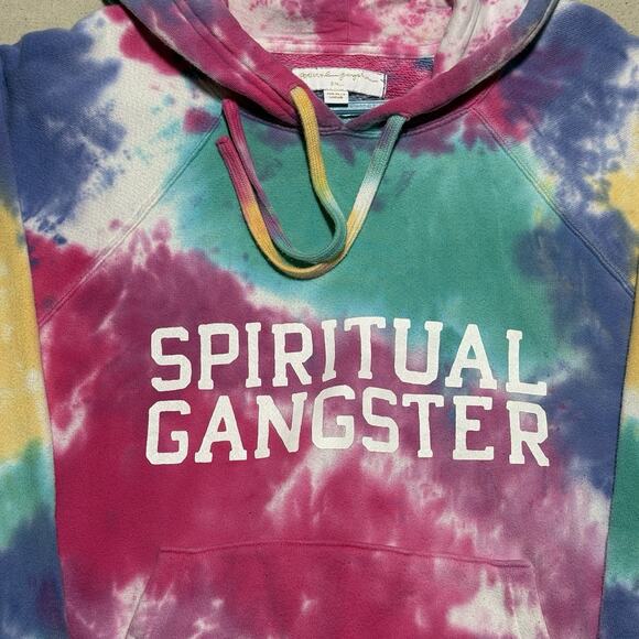 Spiritual Gangster Tie Dye Spell Out Hoodie Small EUC Pullover Yoga Athleisure - Picture 3 of 8